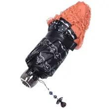 Лидер продаж, Женский купол принцессы/клетка, Зонт от Солнца/дождя, свадебная кружевная отделка, оранжевый цвет