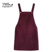 Летний комбинезон с нагрудником и карманом спереди, женские юбки,, бордовый цвет, квадратный вырез, сарафан, милая цельнокроеная юбка, Женская Ретро Вельветовая юбка