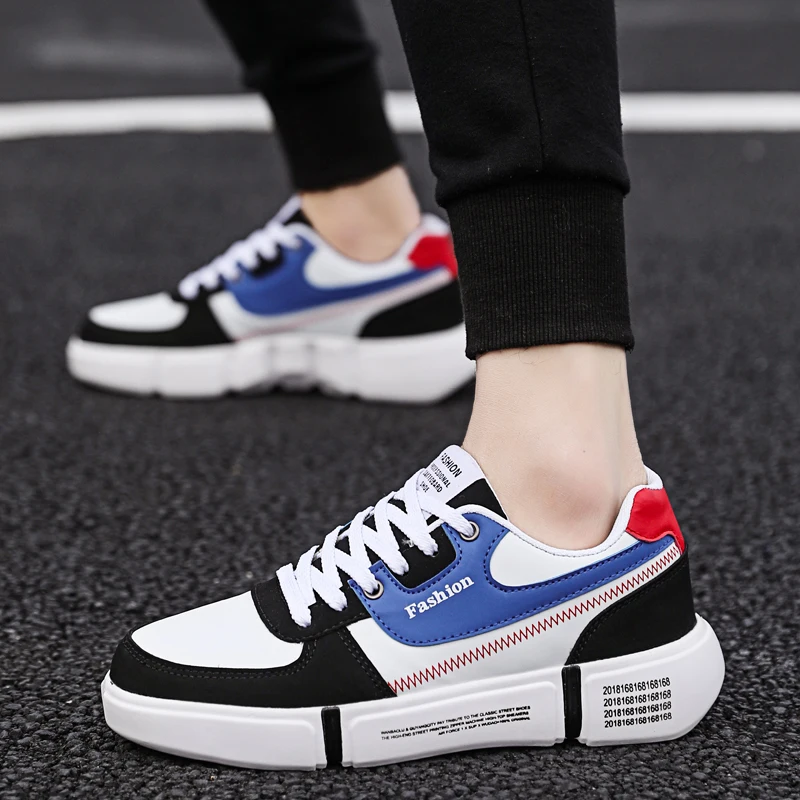 2019 التزلج حذاء رياضة شعبية الدانتيل يصل حذاء الأزياء تزلج أحذية مريحة منخفضة أعلى الملونة الكرة جديد الذكور الأحذية الأبيض