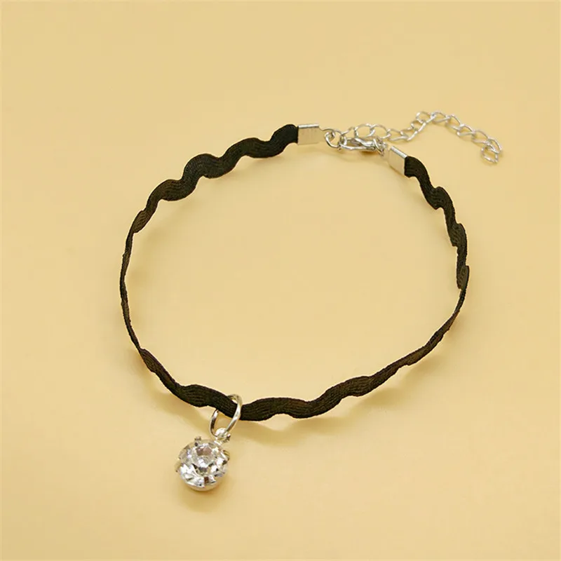 H: HYDE винтажная Готическая Модная бижутерия черная волна форма ножной браслет для женщин простой дизайн кристалла кулон ножной браслет