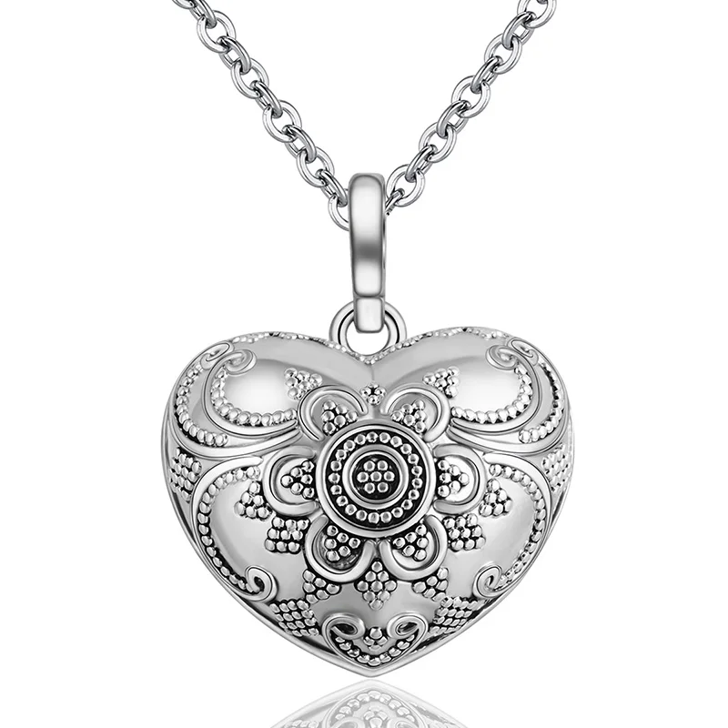 

EUDORA Harmony Ball Necklace Vintage Heart Chime Bola Pendant for Women Fashion Jewelry Gift Mexican Pregnancy Ball