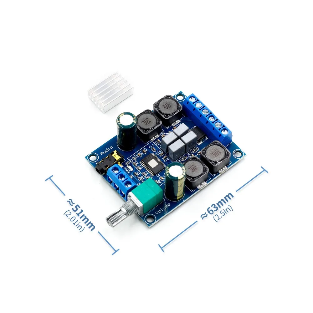 

50Wx2 TPA3116D2 Dual Channel DC 4.5-27V Digital Power Amplifier Board Two Channel Stereo High Efficiency 50W + 50W
