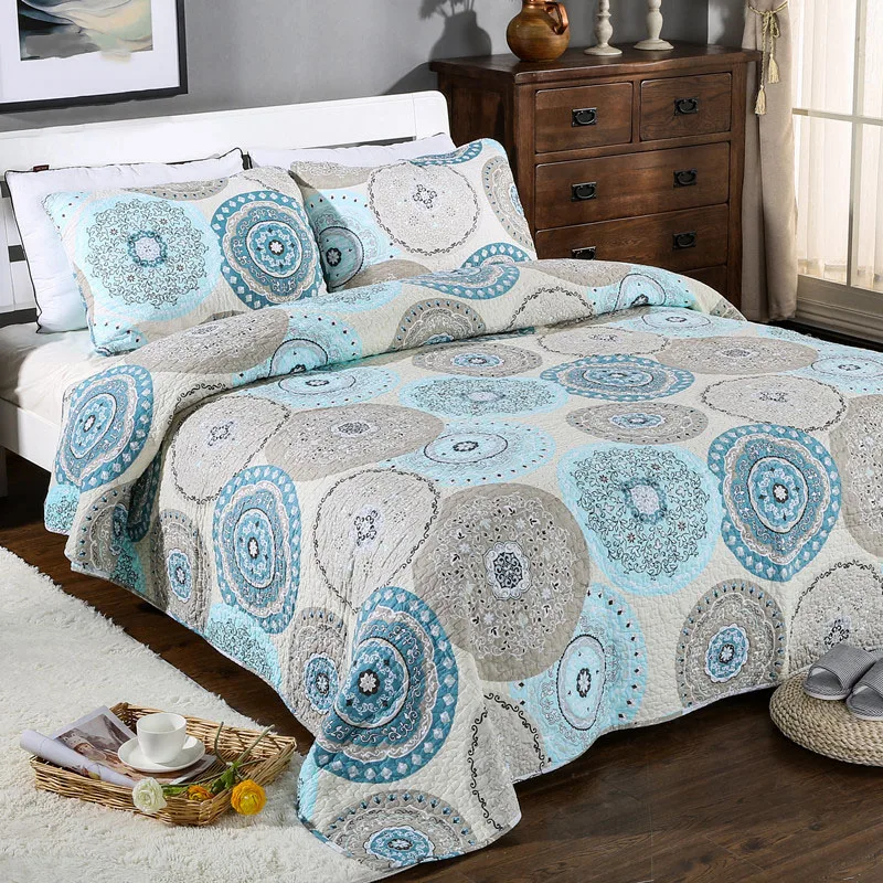 Quality Summer Quilt Set 3PCS Bed Spread Quilted bedding Wash Cotton