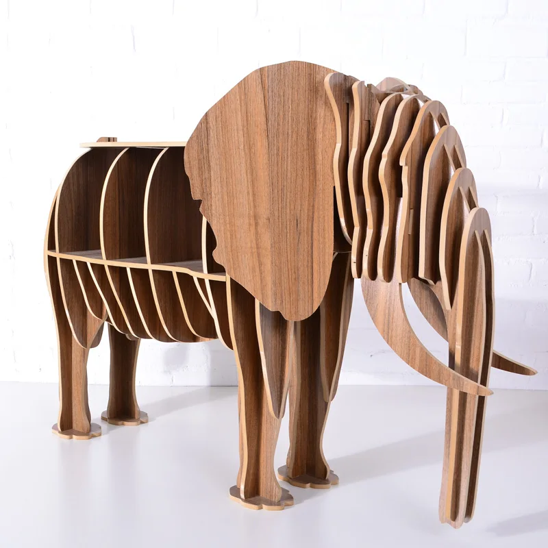 High-end North European Style Wood Elephant Furniture Book Shelf Wood Desk Table TM006M