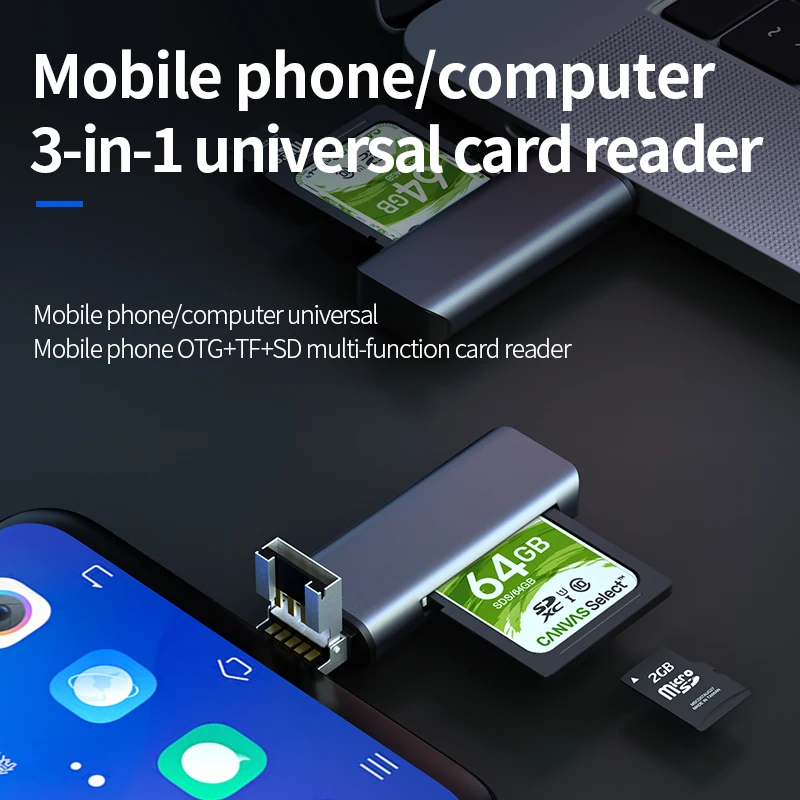 

Llano 3 in 1 USB smart card reader flash multi-memory card reader for USB/SD/TF/Micro card reading Micro SD / usb card reader