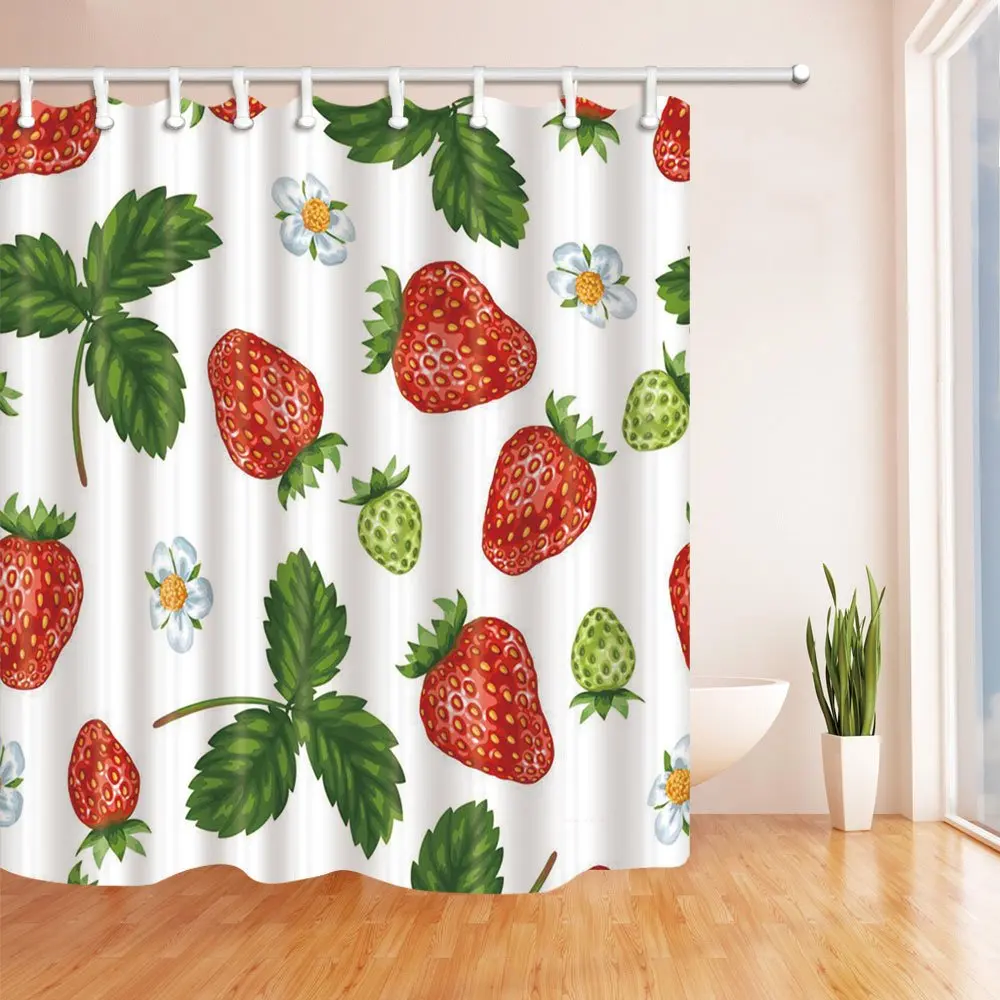 Fruit Strawberry Shower Curtain Lovely Red Strawberry Yellow Seeds