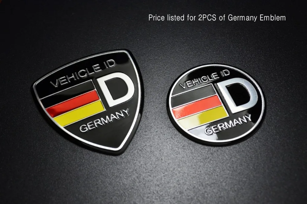 2Pcs Aluminum Germany Emblem Badge For VW Golf Tiguan CC Jetta SCIROCCO AUDI A1 A3 A4 A5 A5 A7 BMW 320 325 335 520 525