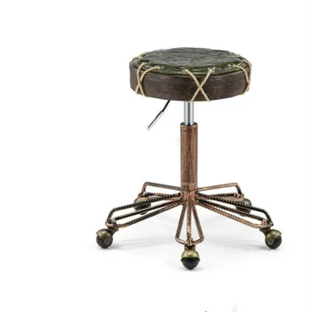 

Retro hairdressing barber chair masseur work bench bar stool beauty stool lifting rotating pulley stool