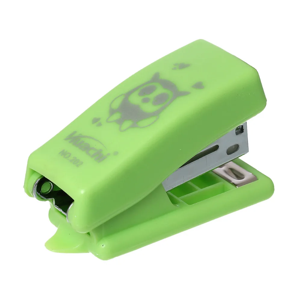 Creative Plastic Mini Cute Staplers Rectangle Owl Pattern Three Colors Office Binding Supplies 6cm(2 3/8") x 2.4cm(1") 5 PCs |