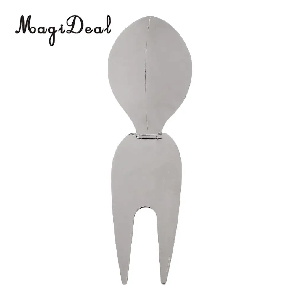 MagiDeal Alloy Golf Putting Green Divot Tool Lawn Repair with Ball Mark Golf Gift