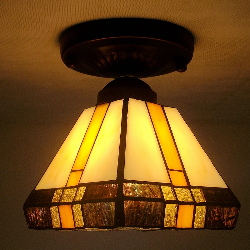 Us 35 7 American Pastoral Sunflower Small Balcony Hallway Hallway Kitchen Ceiling Lighting Retro Glass Tiffany Lighting In Ceiling Lights From