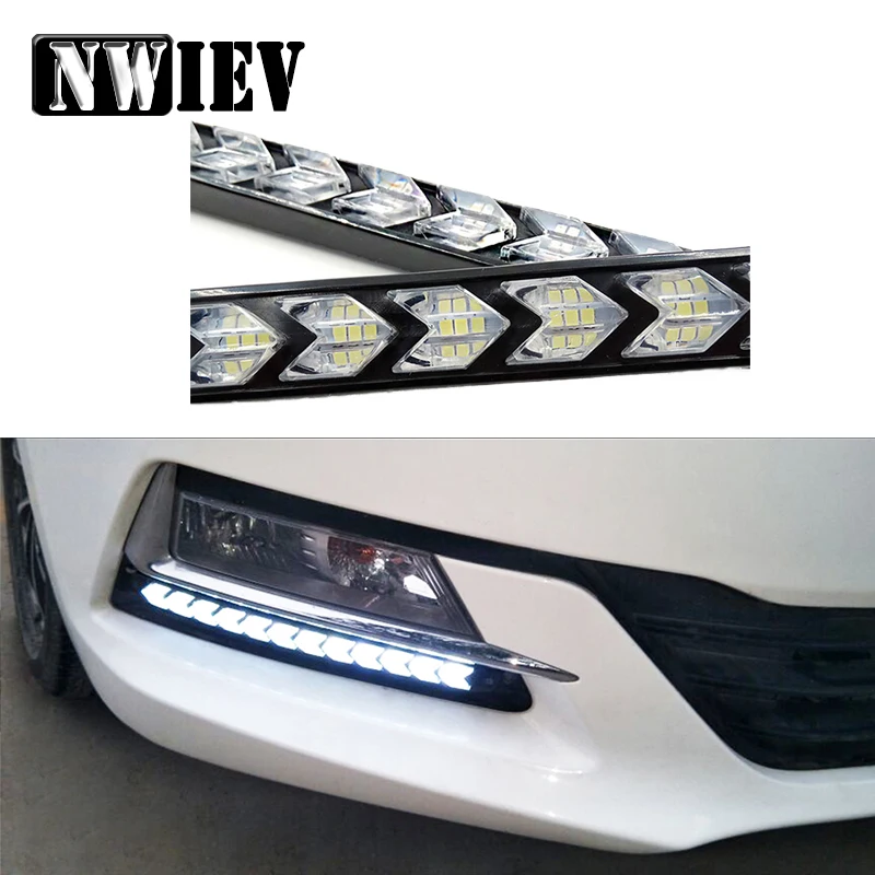 NWIEV 1Set Car LED DRL fog lamp Turn Signal with Yellow Steering For Peugeot 207 508 Mitsubishi ASX Audi A 4 Citroen C4 C5 BMW M |