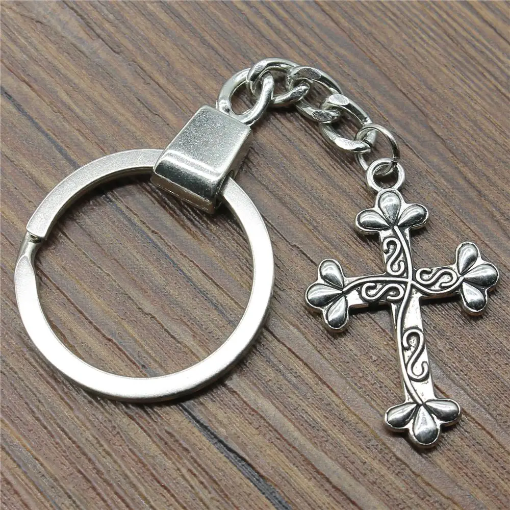 WYSIWYG Cross Key Chain, Handmade Cross Keychain, Vintage 35x23mm Cross Keyring Gift For Party