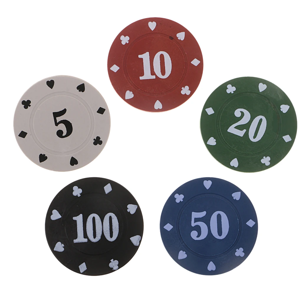 100Piece Plastic Non-toxic Casino Cards Game Poker Bingo Chips Counter Tokens in Case Box for Gambling Prop