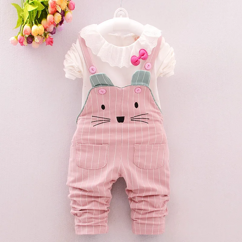 Весенне-осенние комплекты одежды для новорожденных девочек; модный костюм; футболка+ брюки; костюм для маленьких девочек; комплекты одежды для малышей