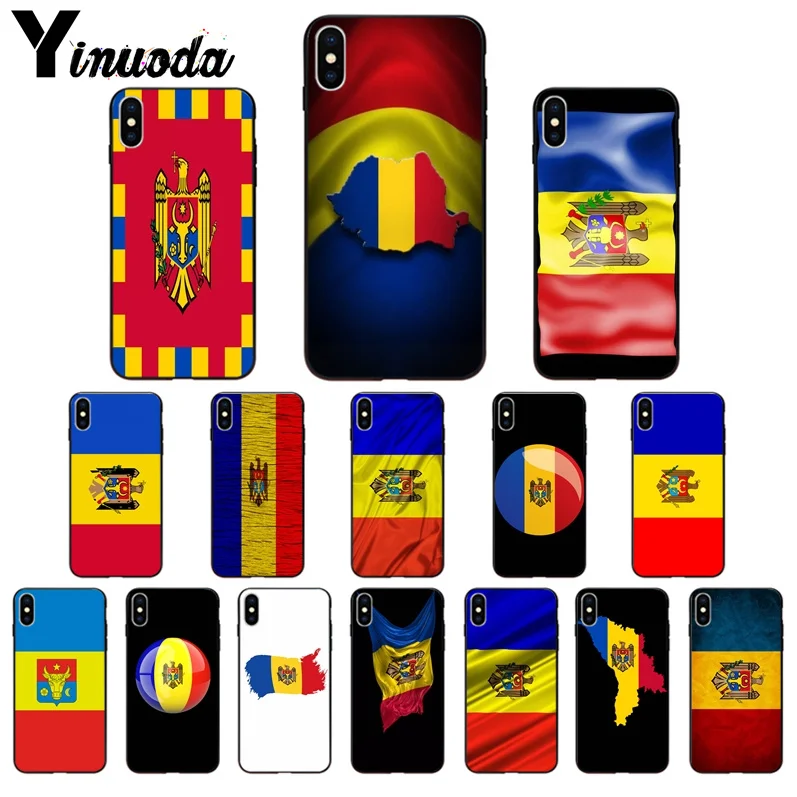 

Yinuoda Moldova Flag Soft Silicone black Phone Case for iPhone 7 7plus 5 5Sx 6 8 8Plus X XS MAX XR cover