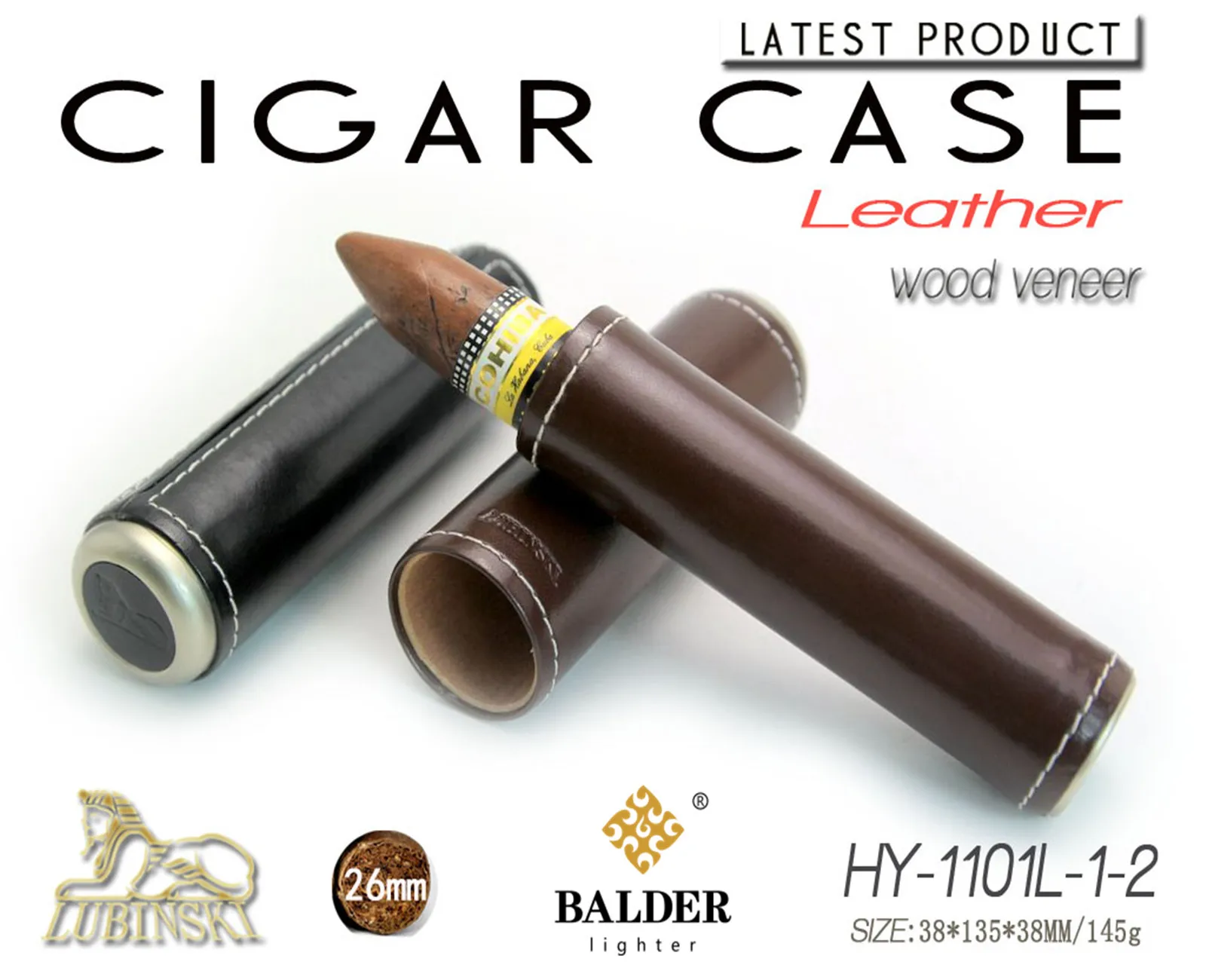 Кожаный Портсигар Humidor сигарный набор одна трубка для сигар встроенный кедр 2 цвета на выбор HY-1101L