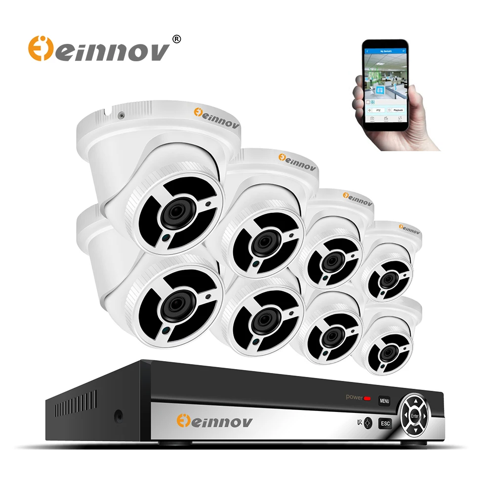 

Einnov 8CH CCTV Camera System 48V POE NVR Kit Onvif 1080P HD 2.0MP Security POE IP Camera Home Security Waterproof Night Vision