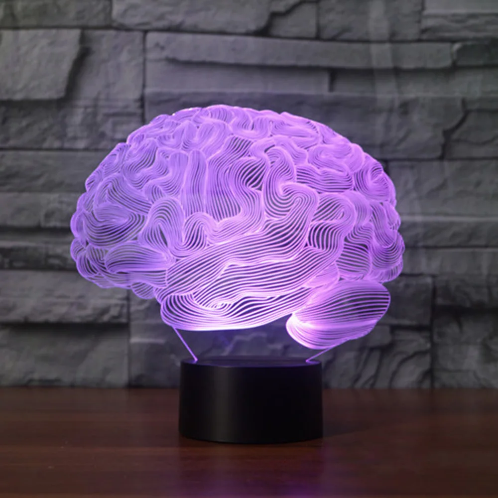  Brain Shape 3D Illusion Lamp 7 Color Change Touch Switch LED Night Light Acrylic Desk lamp Atmosphe
