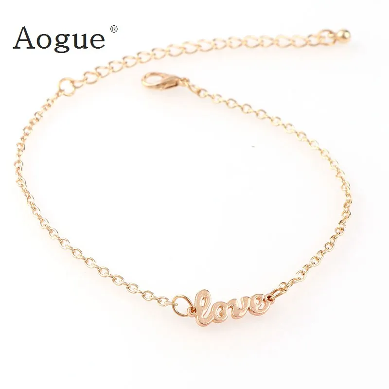 

New Summer Gold Color LOVE Anklet Personality Wild Popular Lady Legs Barefoot Anklet Fashion Foot Jewelry
