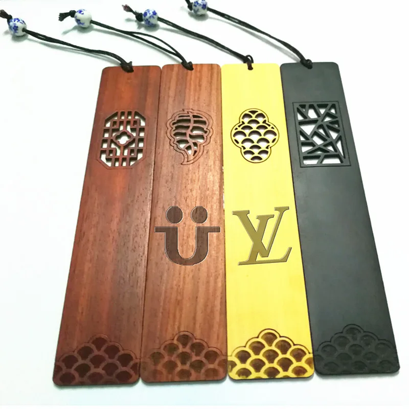

100pcs/lot Top Quality Your LOGO Customized Bookmark Chinese Style Wood Bookmarker Sanders Boxwood Wooden Business Gifts