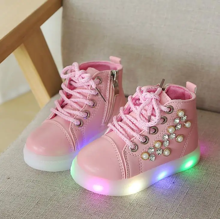 HaoChengJiaDe الاطفال أحذية مضيئة الخريف طفل الفتيان متوهجة رياضة الطفل أحذية رياضية للطفل الفتيات Led رياضة مع ضوء