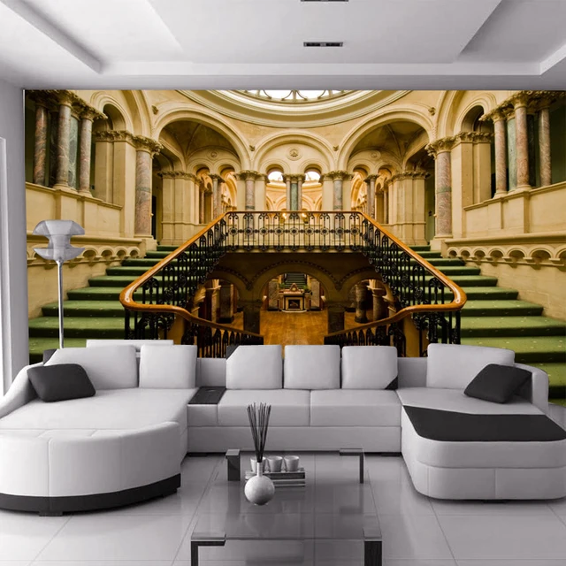 Naadloze Europese koninklijke paleis Trappen ontwerp 3d behang sofa ... Naadloze Europese koninklijke paleis Trappen ontwerp 3d behang sofa ...