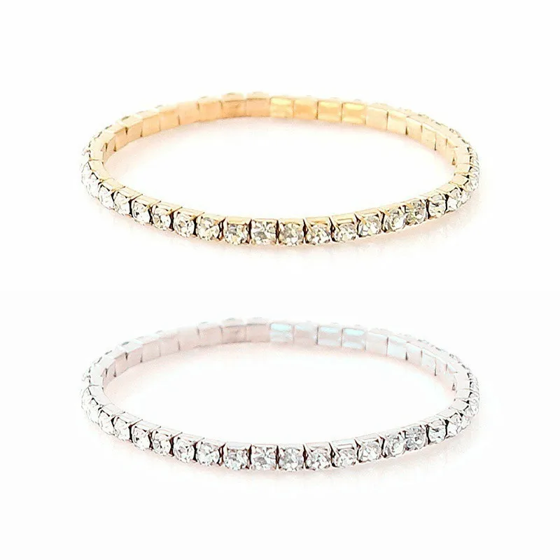 New Geometric Crystal Strand Bracelets Gold Silver Rhinestone Crystal Bracelet Jewelry for Women Girl Gift