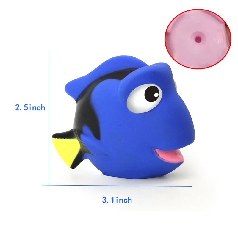 Милые животные Детские Игрушки для ванны для детей ПВХ поплавок сжимающий звук балуясь игрушки дети кошка рыба ванная комната щепотку спрей игрушка - Цвет: Blue Fish No BB