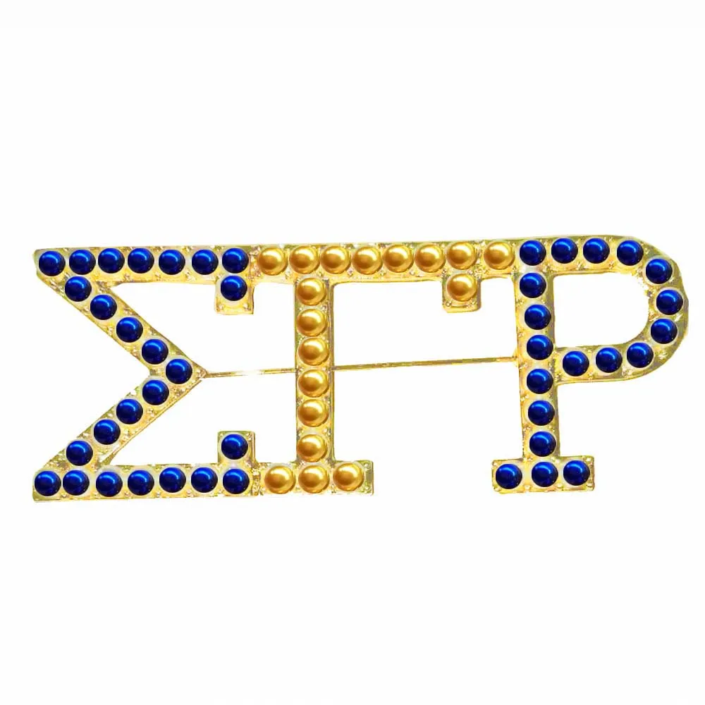 

Greek Sorority Sigma Gamma Rho symbol Blue Yellow Pearl Brooch Lapel Pin Jewelry