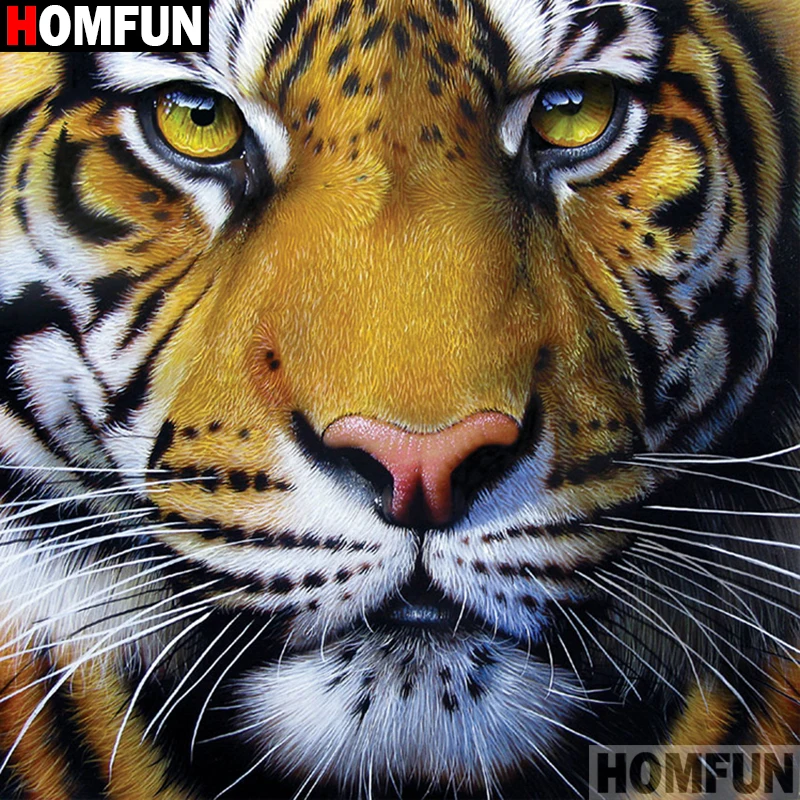 Алмазная 5D Вышивка Тигр HOMFUN картина сделай сам из квадратных/круглых страз