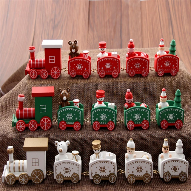 christmas train painted wood indoor christmas decoration for home with santabear xmas kid toys - Christmas Train Decoration christmas train painted wood indoor christmas decoration for home with santabear xmas kid toys - Christmas Train Decoration
