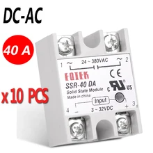 Relais industriel à semi-conducteurs SSR 40DA 3-32V DC entrée et 24-380VAC 40A sortie AC charge 10 pièces/lot