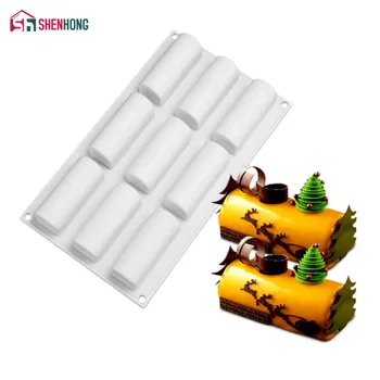 

SHENHONG 9 Holes Long Block Silicone Mould Mousse Cake Mold For Baking Home Party Wedding silikon Moldes silicona Baking
