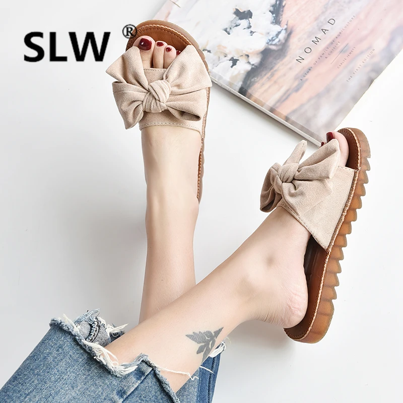 

allmatch beach flip flops Slides women slipper outdoor TPR Beach Butterfly-knot Retro anti-skid summer Microfiber Low woman