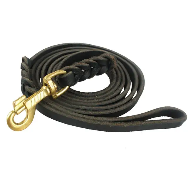 Genuine Leather Dog Leash Dogs Long Leashes Braided Pet Walking Training Leads Brown Black Colors For Medium Large Pet 3