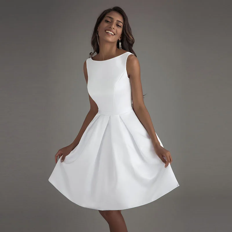 Мини Короткие пляжные свадебные платья LORIE 2020 Vestido Noiva Praia простые белые с открытой