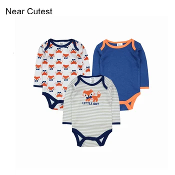 

Near Cutest 3pcs/lot Baby Romper 2017 Baby Clothing Newborn Baby Boy Clothes Baby Overall Bebe Clothes roupa de bebe menino