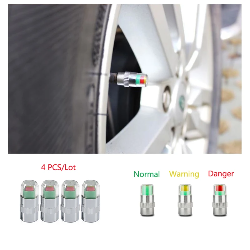 4PCS Auto Car Tire Pressure Monitor Valve Stem Caps Sensor Indicator