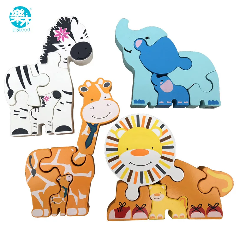 Logwood Baby Wooden toys 3d metal Puzzle Wooden Animal Puzzle 2-4 years Baby Educational Toys Puzzle for children gifts