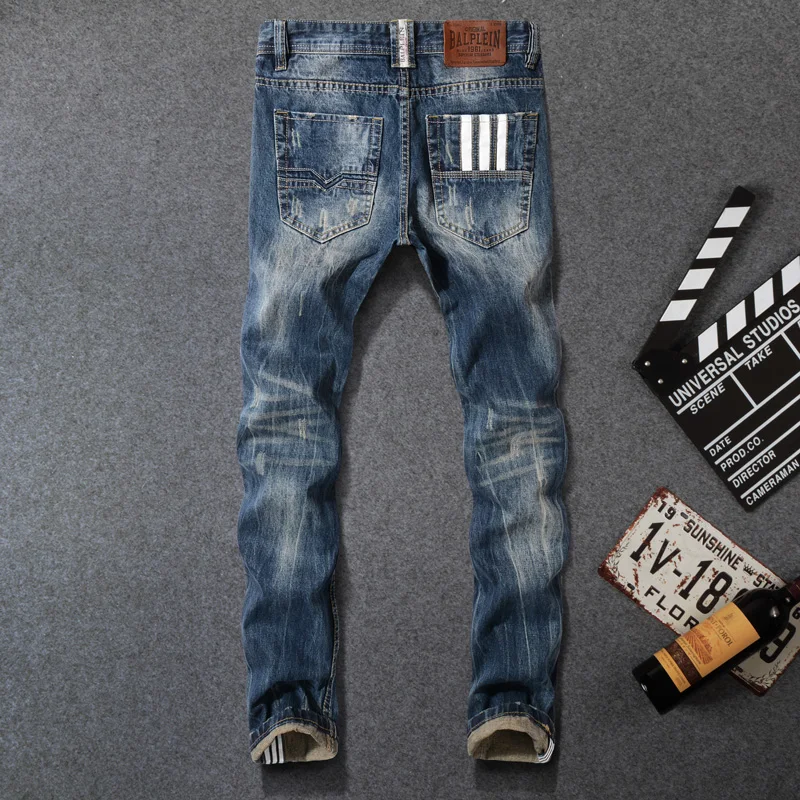 Fashion Classical Men's Jeans Dark Blue Size 29-42 Straight Fit 100% Cotton Buttons Pants Homme Balplein Brand Ripped Jeans Men Fashion Classical Men's Jeans Dark Blue Size 29-42 Straight Fit 100% Cotton Buttons Pants Homme Balplein Brand Ripped Jeans Men