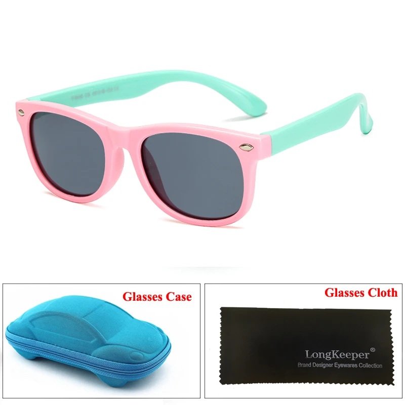 Детские солнцезащитные очки детские крутые солнцезащитные очки УФ защитные очки солнцезащитные очки для путешествий мальчик девочка с чехлом - Цвет линз: Pink Frame