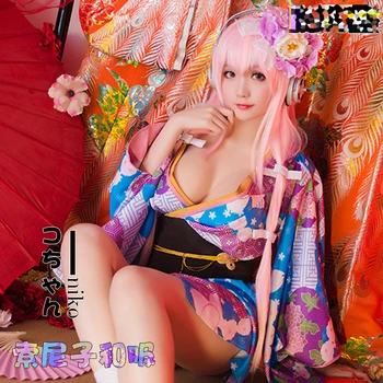 

Japanese Anime Super Sonic Cosplay Costume Women Sexy Short Floral Kimono Halloween Carnival Uniforms Custom Made