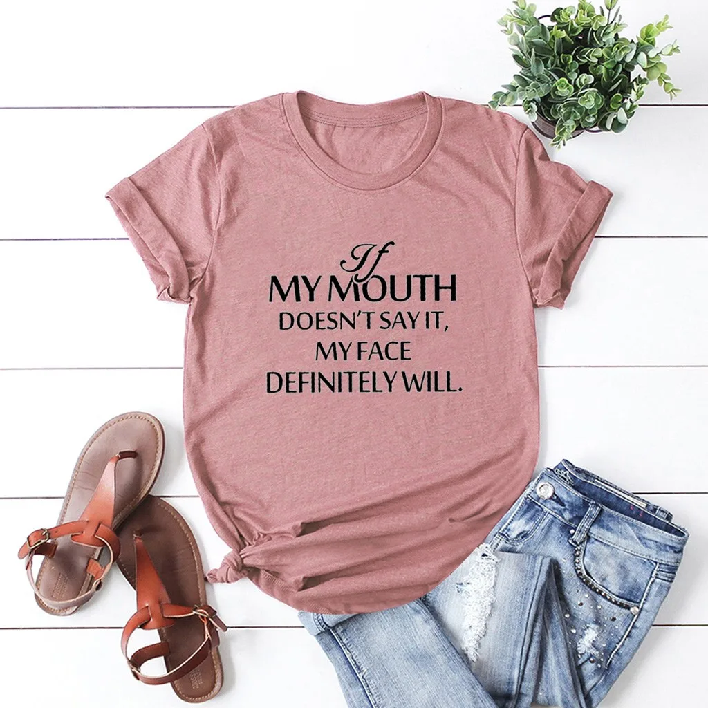 

JAYCOSIN T Shirt Women Summer 2019 Tops Tee Shirt Femme O-Neck Short Sleeve Fashion Tshirt Mujer Letter Print T-shirt 19JUN17
