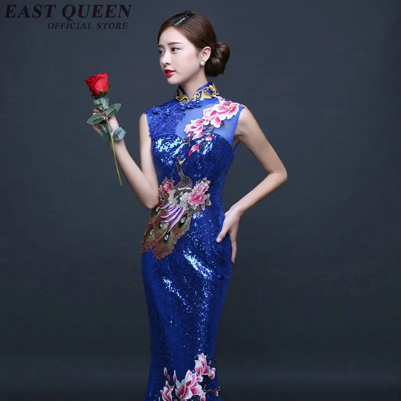 Новое поступление 2018 oriental вечернее платье без рукавов Ципао китайское платье Русалка Длинные восточные вечернее платье AA2777 YQ