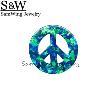 

50PCS/ lot Wholesale Peace sign opal pendant 12x12mm Synthetic Fire Opal Peace sign for Special significanc DIY Opal Necklace