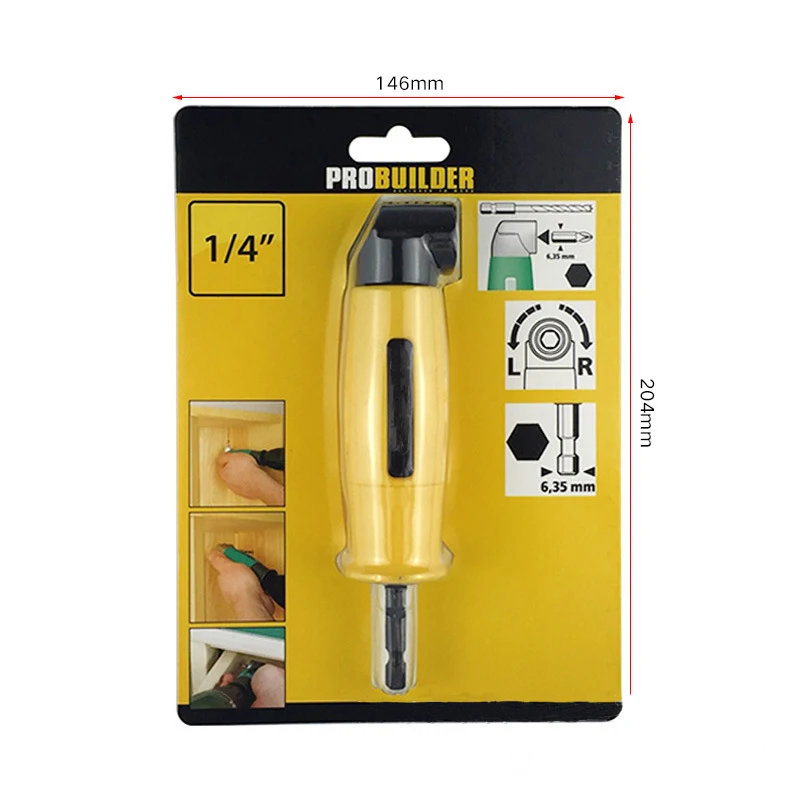 

90 Degree Angle Extension Right Driver Drilling Shank Screwdriver Magnetic 1/4 Inch Hex Drill Bit Socket Holder Adaptor Sleeve