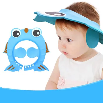 

2018 Cartoon Fish Ear Protection Cap Cartoon Design Kids Shampoo Cap Wash Hair Shield Direct Visor Baby Bath Adjustable Hat H1