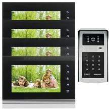 DIYSECUR 7 inch Touch Button Video Door Phone Intercom Doorbell IR Night Vision HD 300000 Pixels Camera 1V4