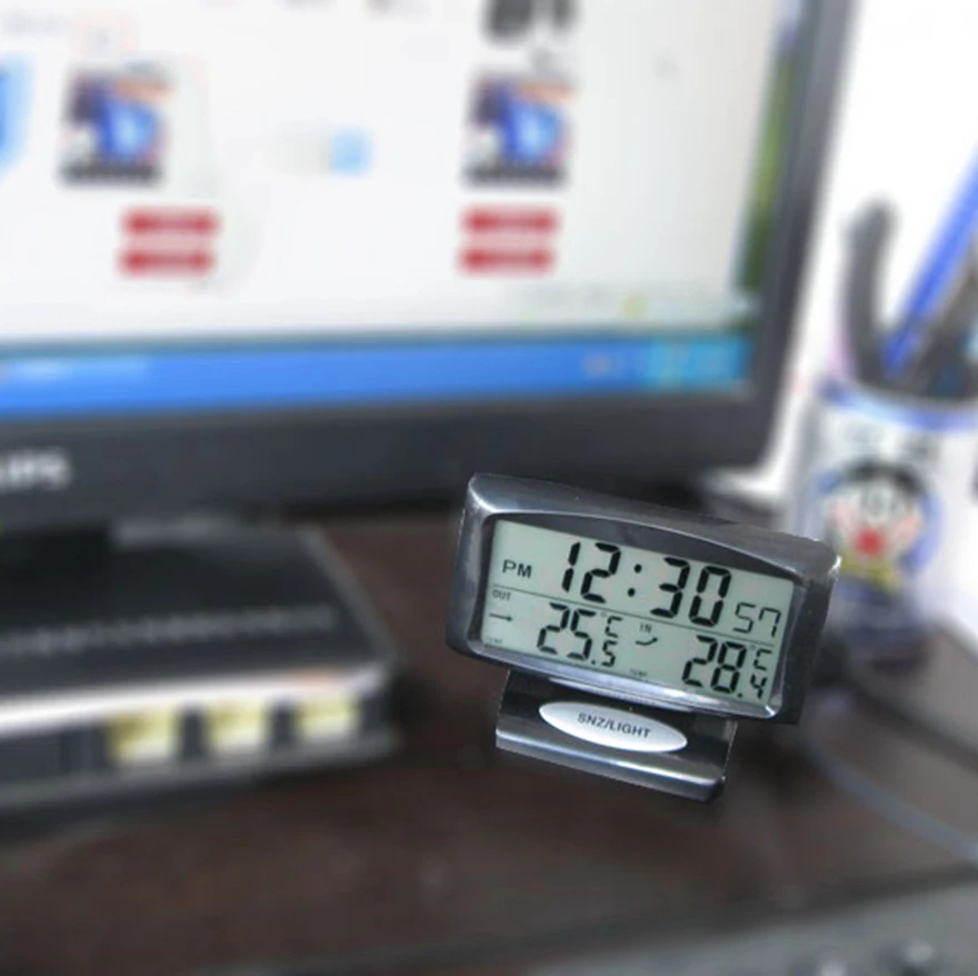 

Double temperature inside and outside the car Vehicle electronic clock Automotive Electronic Clock Vehicle Thermometer